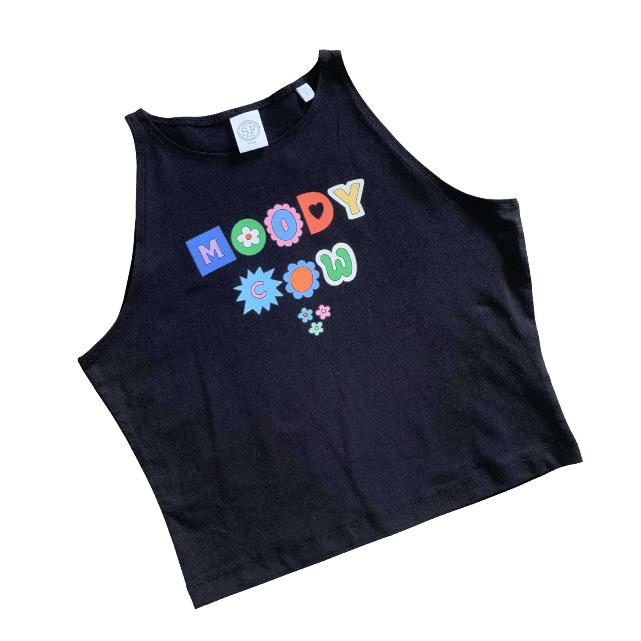 Moody Cow Cropped Black Vest