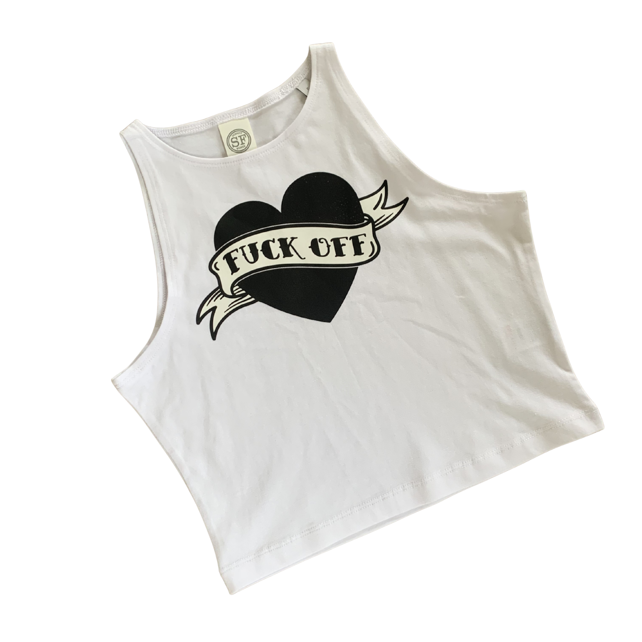 F*ck off cropped white vest