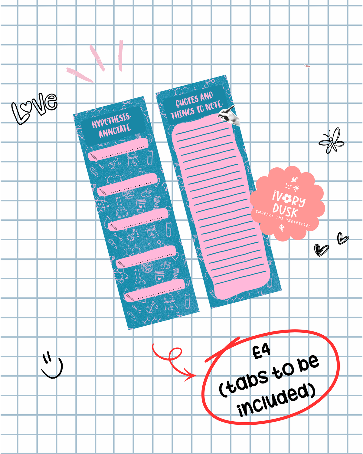 The Love Hypothesis x Ivory Dusk Annotation Bookmark